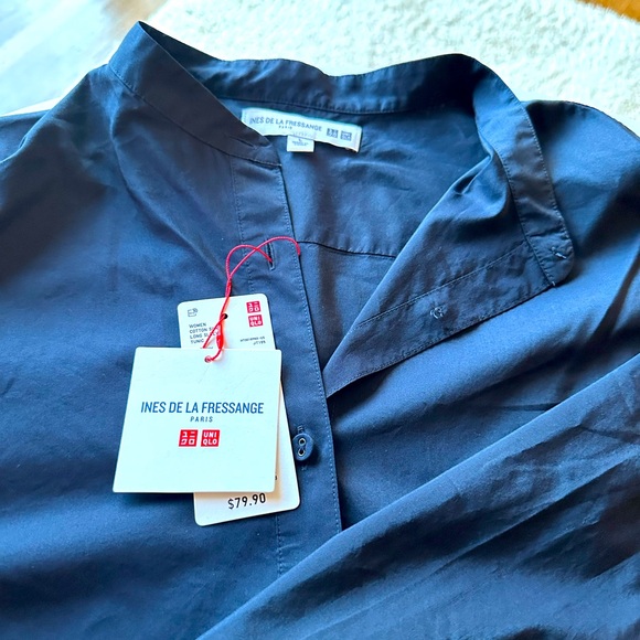 Ines de la Fressange x Uniqlo Navy Blue long tunic blouse, women’s Large - Picture 1 of 10